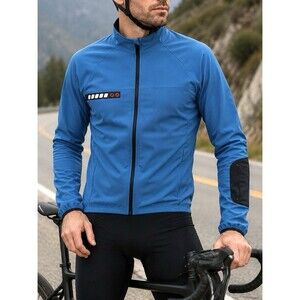 Castelli Mens Large Softshell Zip Up Fleece Lined Windbreaker Cycling Jacket
